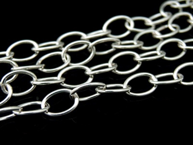 KL-042 Thai karen hill tribe handmade silver 24 Inches white oval link chain