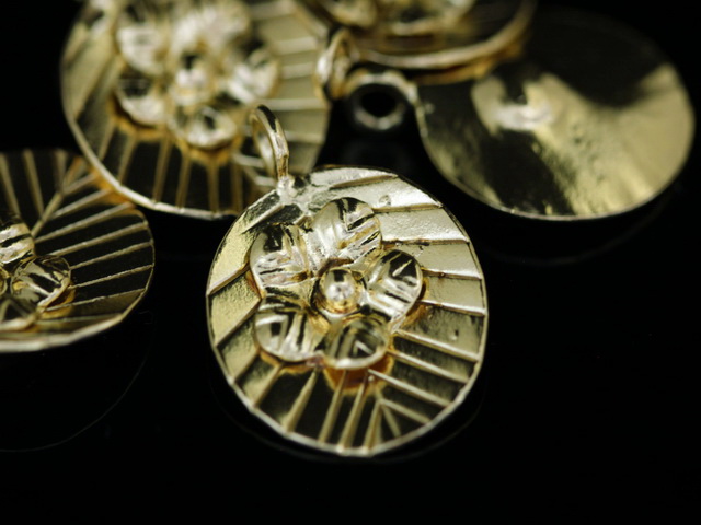 KG-491 Thai karen hill tribe silver 2 gold vermeil leaf and flower charm