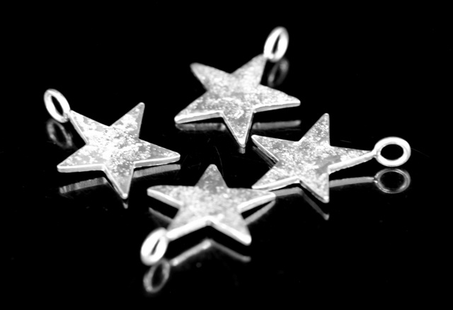 3KH-007 thai karen hill tribe handmade silver 4 die cut star shape charm 14.0 mm.