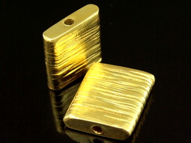 KG-175 24K gold vermeil 1 thai karen hill tribes handmade silver scratch rectangular shape bead