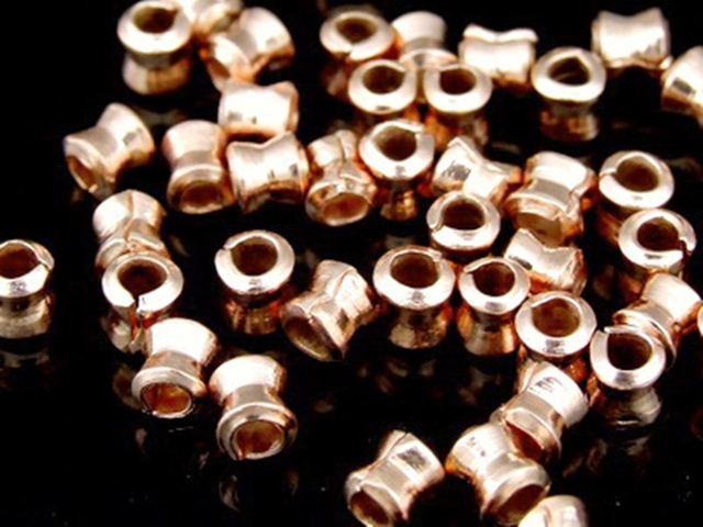 KZ-031 24K rose gold vermeil thai karen hill tribe handmade silver 20 hourglass bead 