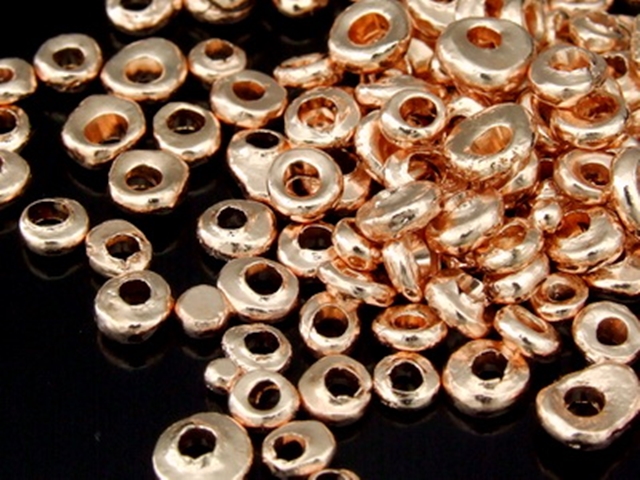 KZ-077 24K rose gold vermeil thai karen hill tribe handmade silver 20 small free form bead 