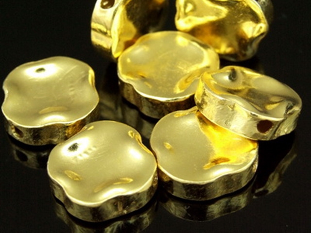 KG-170 24K gold vermeil 2 thai karen hill tribes handmade silver round shape nugget bead 