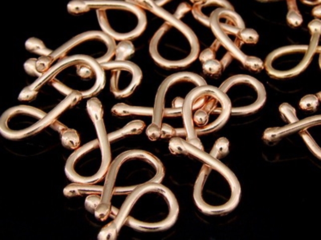 KZ-118 24K rose gold vermeil thai karen hill tribe handmade silver 10 dot end bend bar bead 