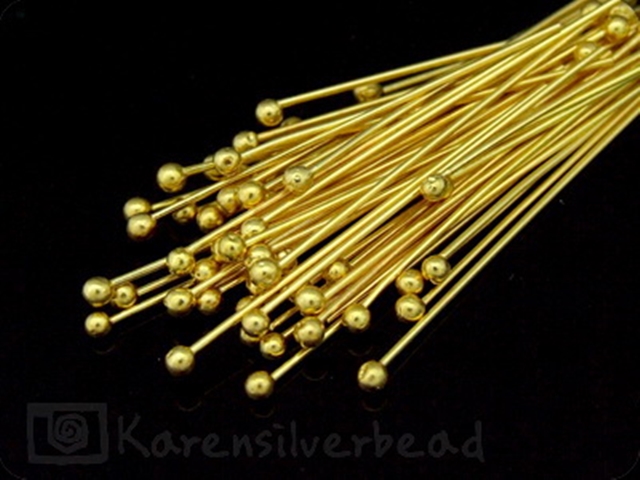 KG-010 24K gold vermeil Karen hill tribe handmade silver 20 round ball headpin