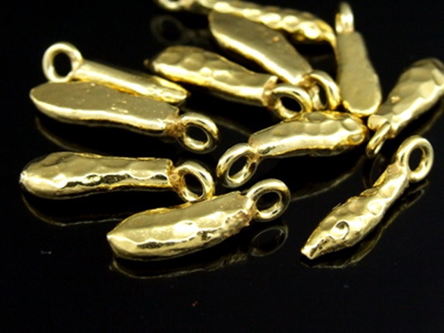 KG-248 24K gold vermeil Karen hill tribe handmade silver 3 hammered solid bar charm 