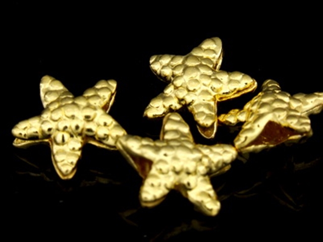 KG-036 24K gold vermeil Karen hill tribe handmade silver 2 small starfish beads