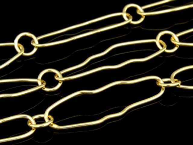 KG-359 24K Gold vermeil 24 inch thai karen hill tribes handmade silver soldered free form link chain