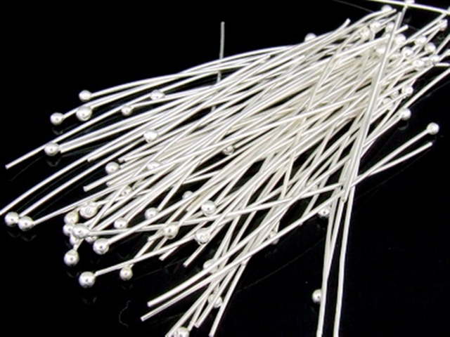 KA-040 Thai karen hill tribe handmade silver 30 round ball headpin (50 mm. x 24ga. wire)
