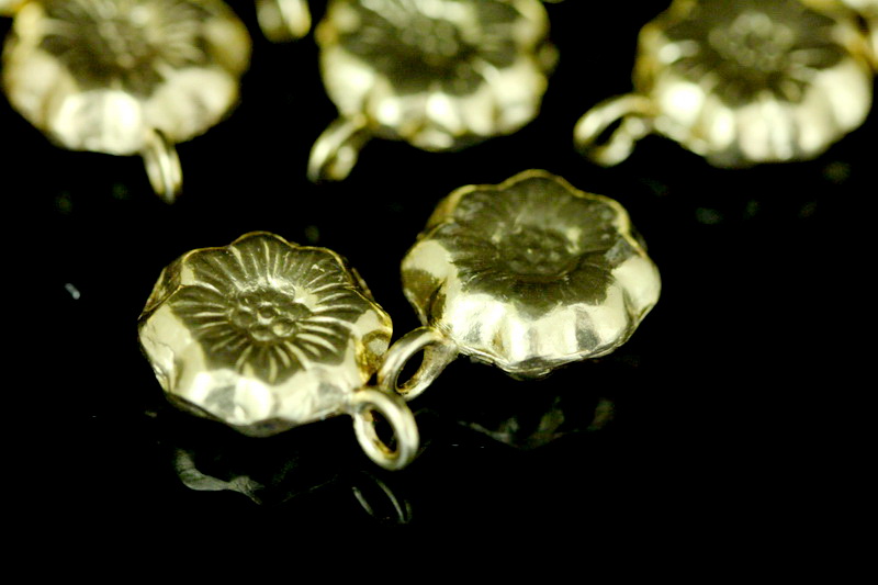 KG-621 Thai karen hill tribe silver 2 gold vermeil flower puffy charm