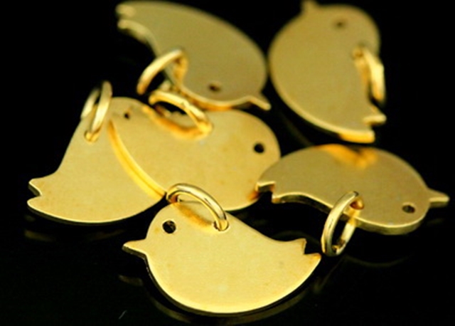 KG-547 Thai karen hill tribe silver 4 gold vrmeil medium die cut bird shape charm