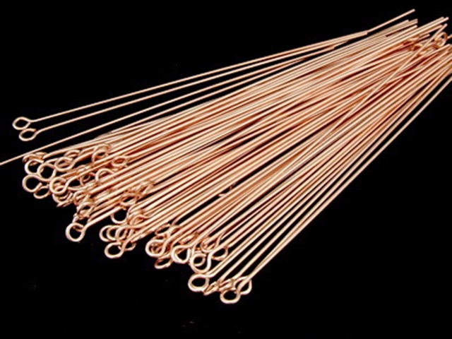 KZ-129 24K rose gold vermeil thai karen hill tribe handmade silver 20 long eyepin