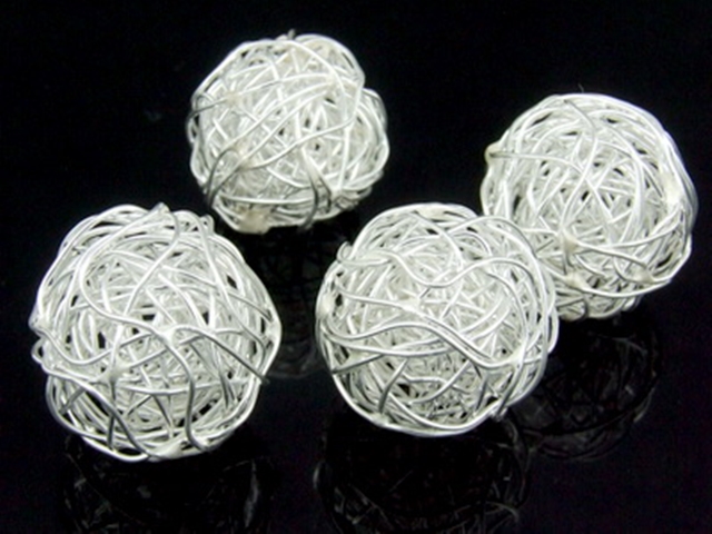 KW-003 Thai karen hill tribe handmade silver 1 medium wire ball bead