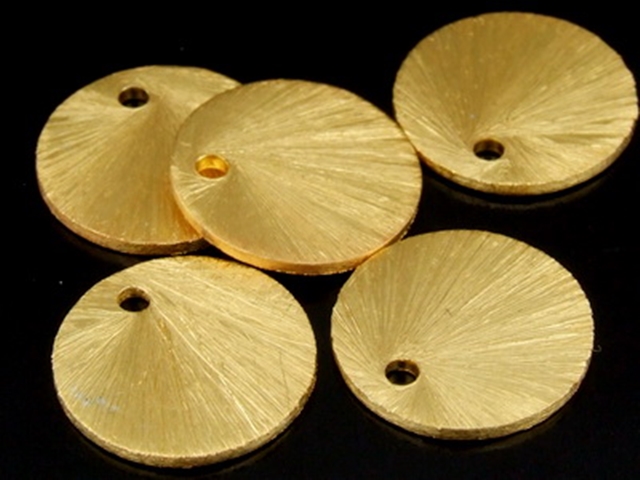 KG-512 24K gold vermeil thai karen hill tribe handmade silver 4 shiny scratch disc charm w/o jump ring 