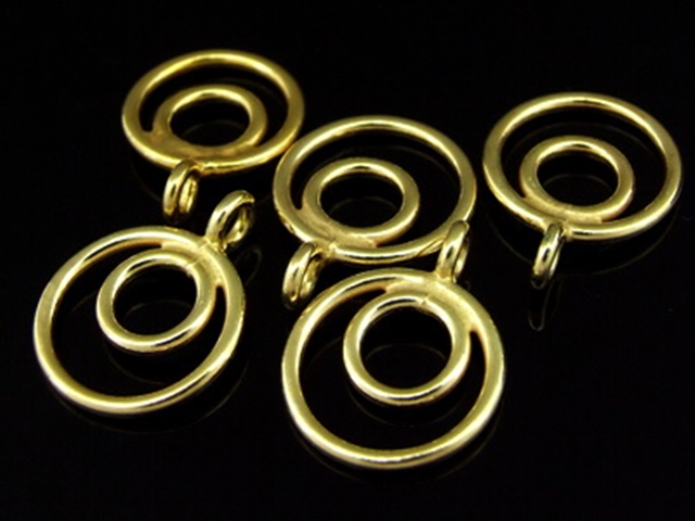 KG-146 24K gold vermeil 4 thai karen hill tribes handmade silver plain round double ring charm