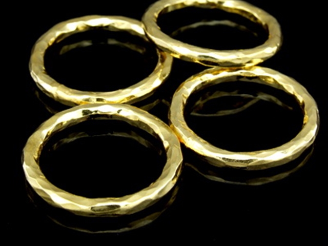 KG-369 24K gold vermeil Karen hill tribe handmade silver 1 hammered round hoop