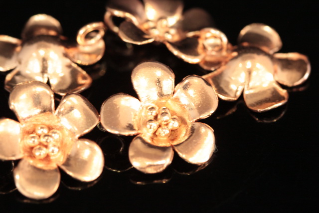 KZ-094 thai karen hill tribe handmade silver 2 rose gold vermeil wild flower charm