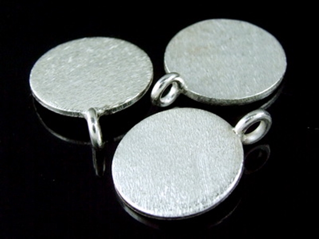 3KH-096 Thai karen hill handmade silver 2 brush finish disc charm