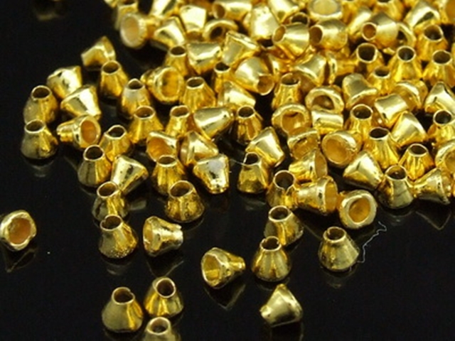 KG-339 24K gold vermeil Karen hill tribe handmade silver 50 mini cone bead 