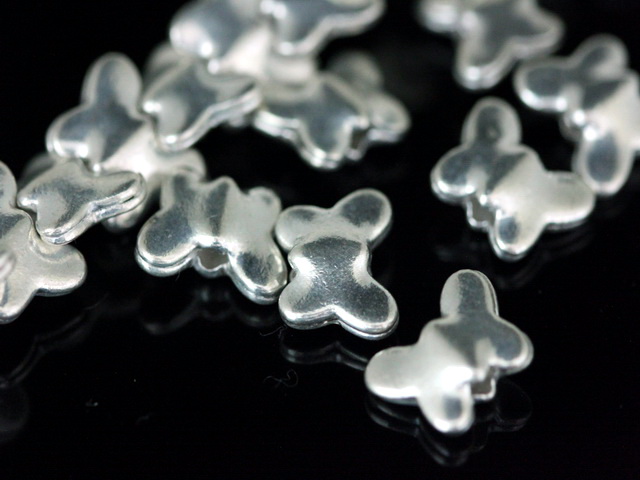 2KH-022 thai karen hill tribe silver 6 plain butterfly bead