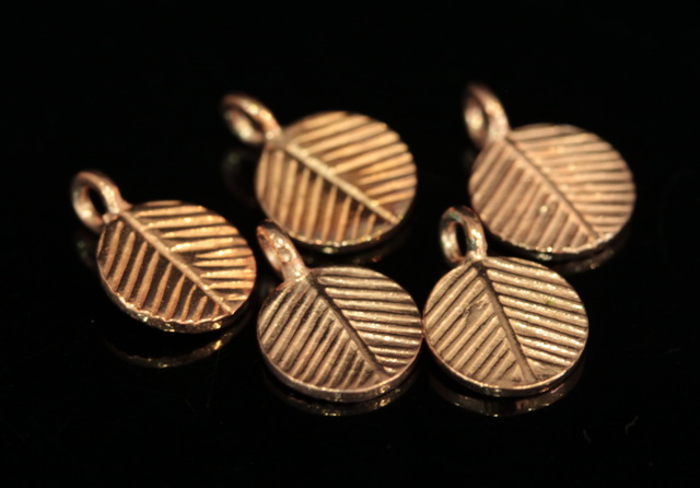 KZ-074 thai karen hill tribe handmade silver 4 rose gold vermeil leaf charm