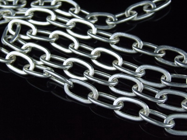 KL-014 Thai karen hill tribe handmade silver white flat oval link chain 18 inch 