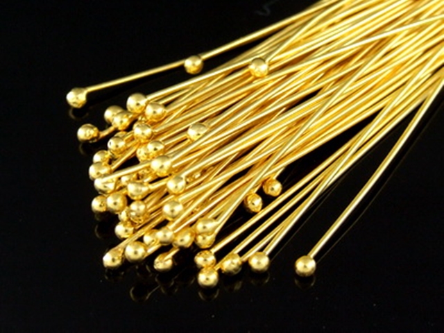 KG-120 24K gold vermeil 20 thai karen hill tribes handmade silver round ball headpin