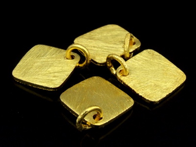 KG-472 24K gold vermeil Karen hill tribe handmade silver 2 brush square charm 