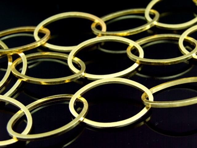 KG-321 24K gold vermeil Karen hill tribe handmade silver square wire oval link chain 24 inch 