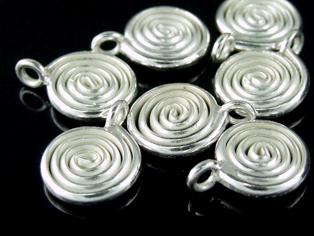 3KH-115 Thai karen hill handmade tribe silver 2 swirl wire charm