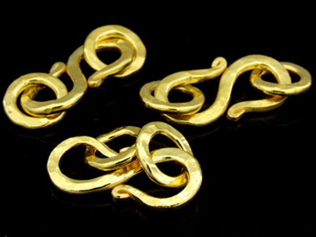 KG-417 24K gold vermeil thai karen hill tribe handmade silver 2 Hammered flat wire S. clasp