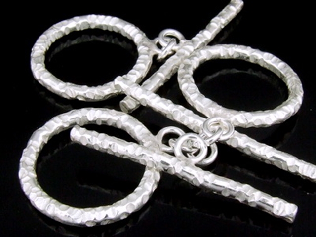 KR-046 Thai karen hill tribe handmade silver 1 nick round toggle