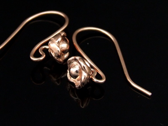 KZ-192 Thai karen hill tribes handmade 24K rose gold vermeil over silver pair wild flower earring 