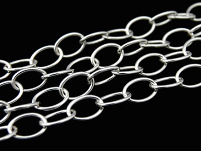 KL-044 Thai karen hill tribe handmade silver 24 Inches white oval link chain