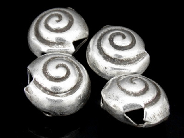KD-010 Thai karen hill tribe handmade silver 2 sea shell bead