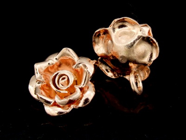 KZ-007 24K rose gold vermeil thai karen hill tribe handmade silver 2 wild rose charm