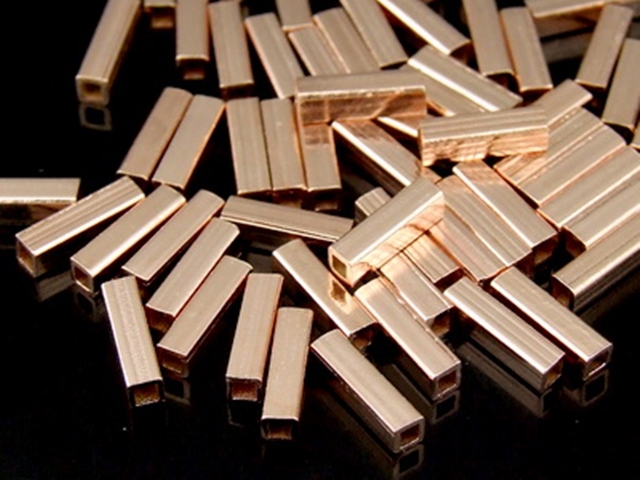 KZ-036 24K rose gold vermeil thai karen hill tribe handmade silver 20 Mini plain square tube bead