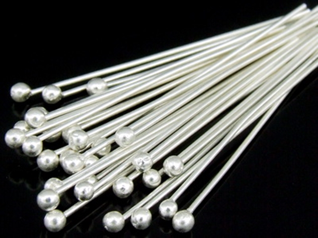 KA-088 Thai karen hill tribe handmade silver 30 round ball headpin (30 mm. x 24ga. wire)