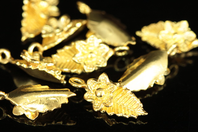 KG-025 thai karen hill handmade tribe silver 2 gold vermeil long wild flower charm