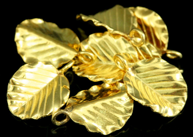 KG-317 Thai karen hill tribes handmade silver 2 gold vermeil laef charm