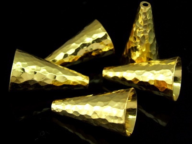 KG-144 24K gold vermeil 1 thai karen hill tribes handmade silver hammered cone cap 