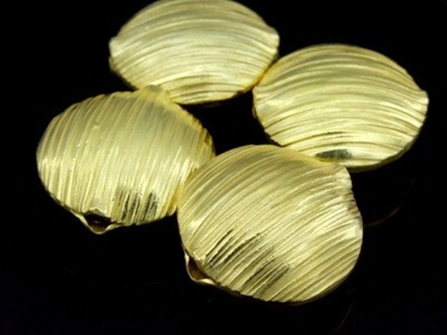 KG-443 24K gold vermeil Karen hill tribe handmade silver 1 snall scratch round puffy bead