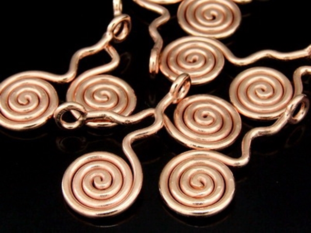 KZ-130 24K rose gold vermeil thai karen hill tribe handmade silver 2 swirl wire charm 