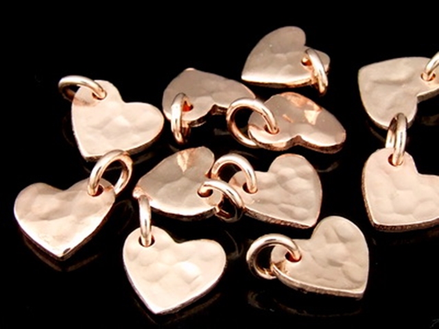 KZ-087 24K rose gold vermeil thai karen hill tribe handmade silver 4 small hammered heart charm 