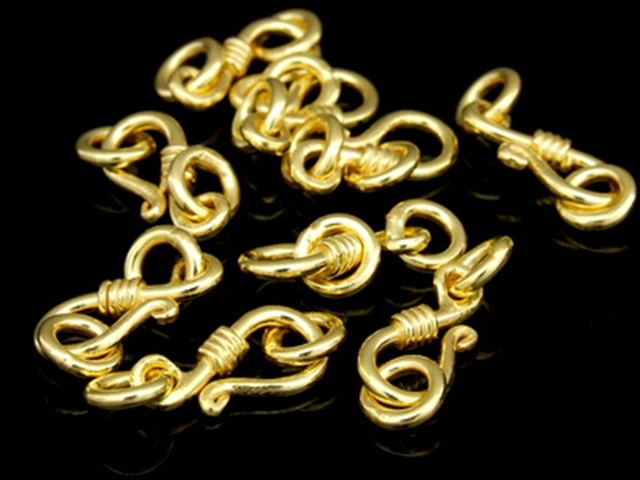 KG-356 24K Gold vermeil thai karen hill tribes handmade silver 4 small shiny snake clasp