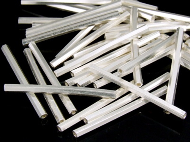 KC-037 Thai karen hill tribe handmade silver 15 long hexagon shape tube bead