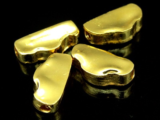 KG-165 24K gold vermeil 5 thai karen hill tribes handmade silver rough nugget shape bead