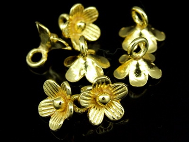 KG-159 24K gold vermeil 5 thai karen hill tribes handmade silver daisy charm