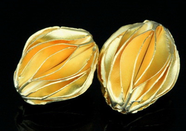 KG-518 24K gold vermeil Karen hill tribe handmade silver 2 michelia flower 