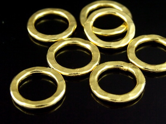 KG-245 24K gold vermeil Karen hill tribe handmade silver 2 hammered hoop